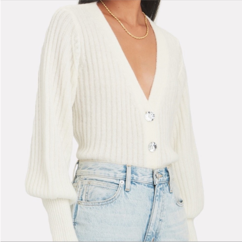 Intermix sweater Jewel  Cardigan Wool Ivory size small